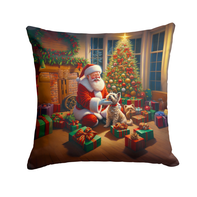 Coussin Cairn Terrier and Santa Claus, H 18 po x l 18 po