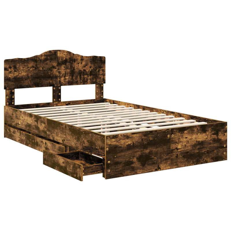 Bed, Smoked Oak, Double (4'6)