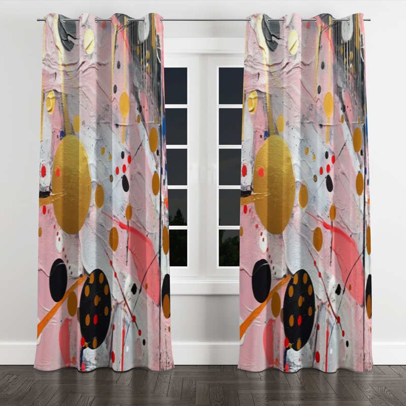 Rose et gris géométrique II - rideau moderne en velours avec œillets - obscurcissant - 1 panneau, L 52 po x L 120 po