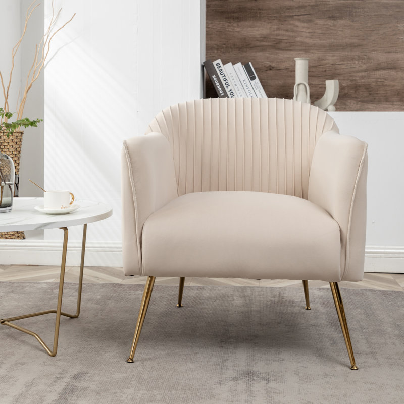 Raziye Velvet Barrel Chair, Tan
