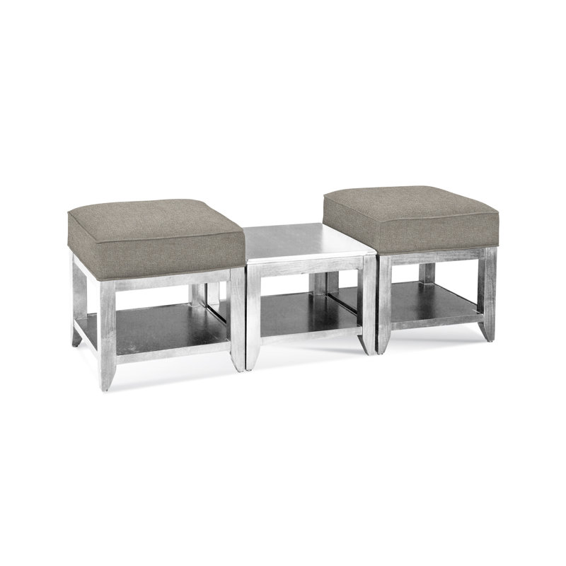 Elements Upholstered Cube Ottoman, Antique Black, Basic Gray; 0317-83