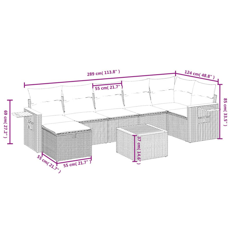Grand canapé modulaire en rotin PE Vidaxl
