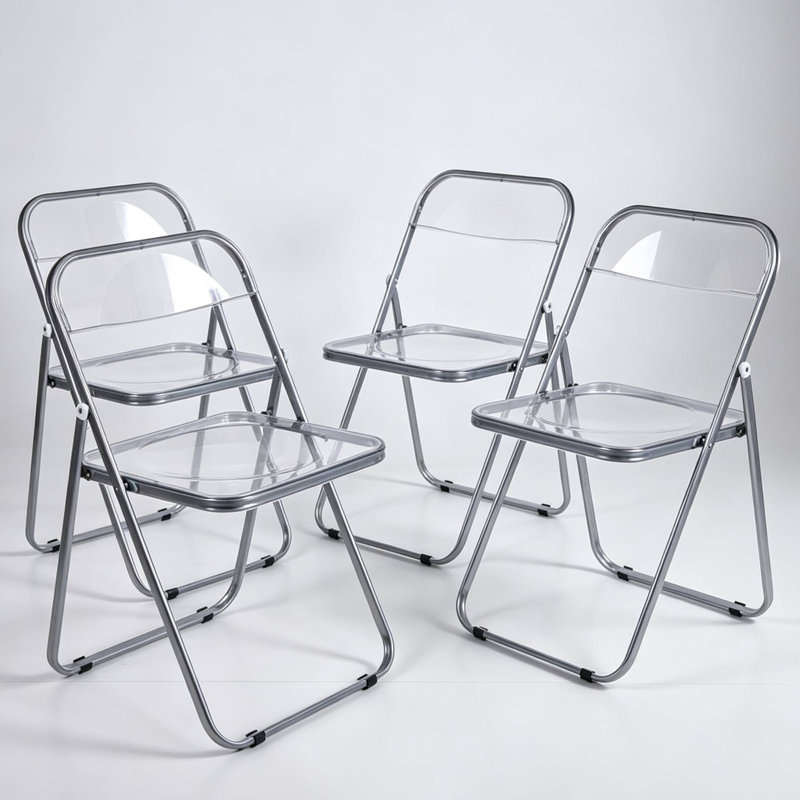 Ensemble de 4 chaises pliantes en acrylique transparent, chaises de salle à manger pliables modernes