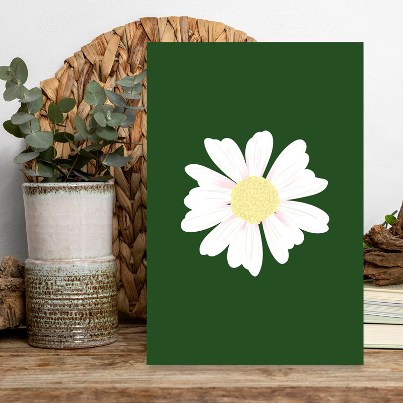 Art floral mural marguerite blanche, H 18 po x l 12 po