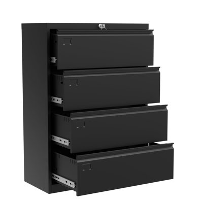 4 Drawer Metal File Cabinet with Lock, Heavy Duty Filing Cabinet Storage for Letter, Legal, A4, F4 Documents, Home Office Business Document Organizer