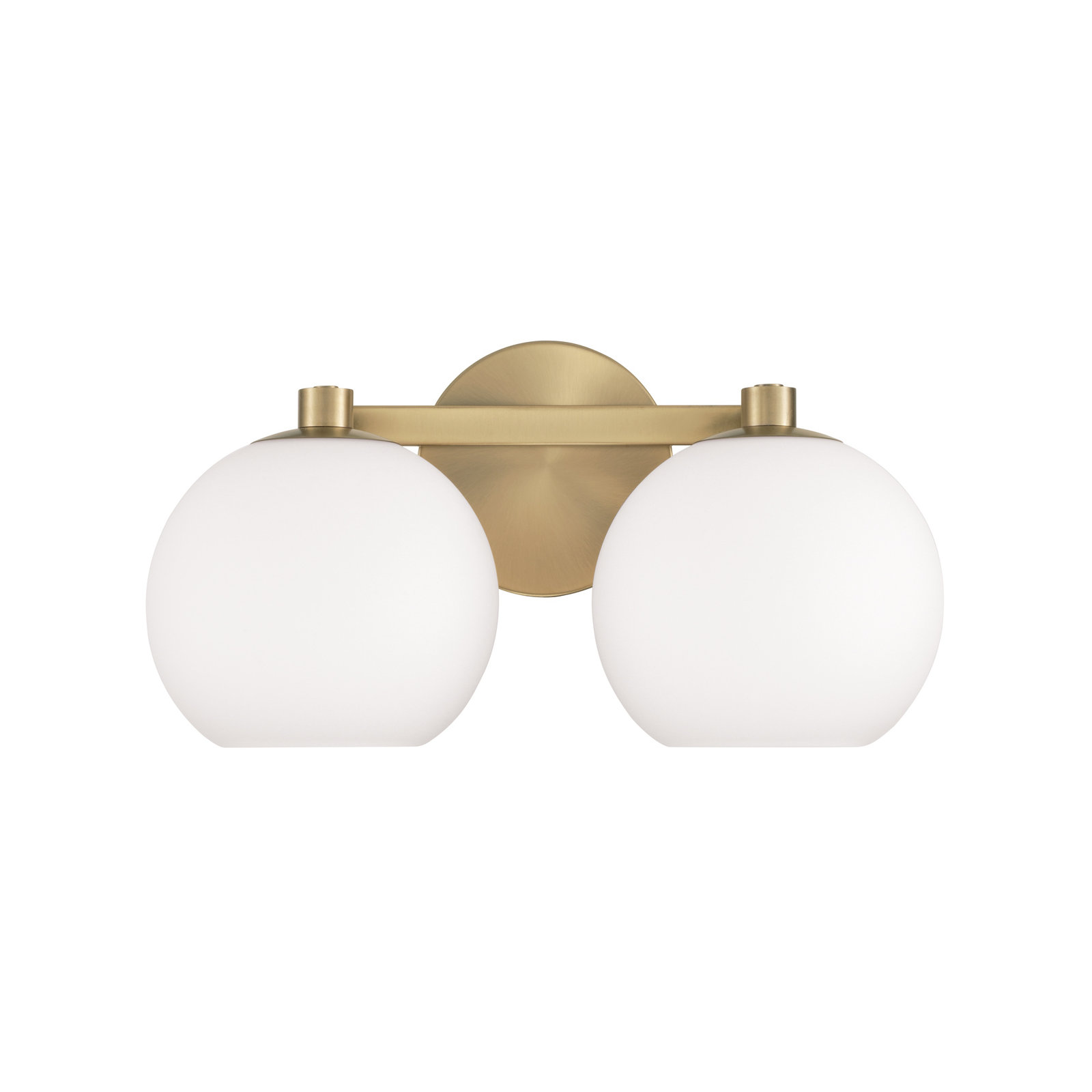 Ansley 2 Light Frosted Dimmable Vanity Light, Aged Brass