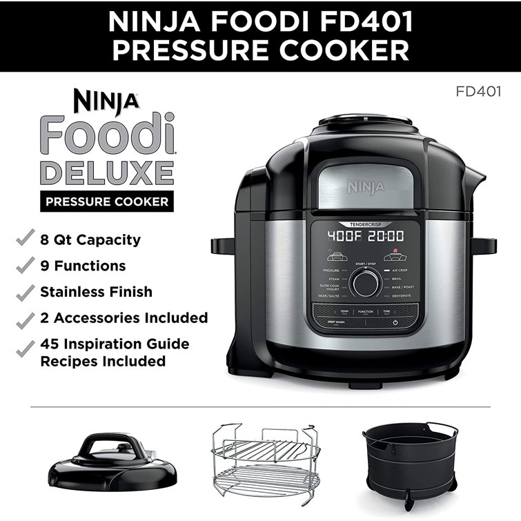 Ninja - Ninja Foodi 8qt. 9-in-1 Deluxe XL Pressure Cooker & Air Fryer -  Stainless Steel/Black 