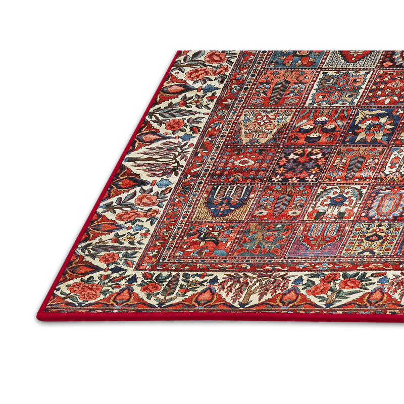 Tapis traditionnel rouge / brun / beige Sadira, Rectangulaire 8 pi x 10 pi