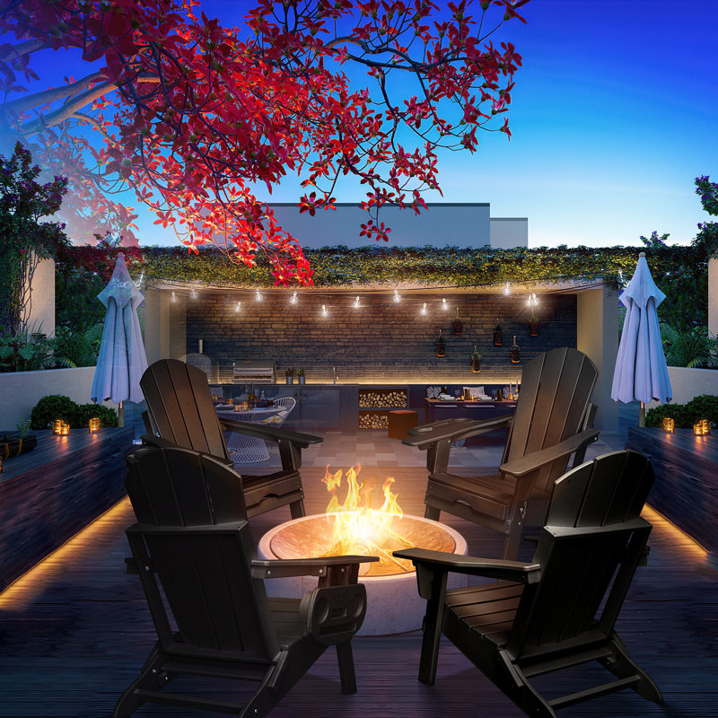 Chaise Adirondack pour l'extérieur Hdpe, Noir