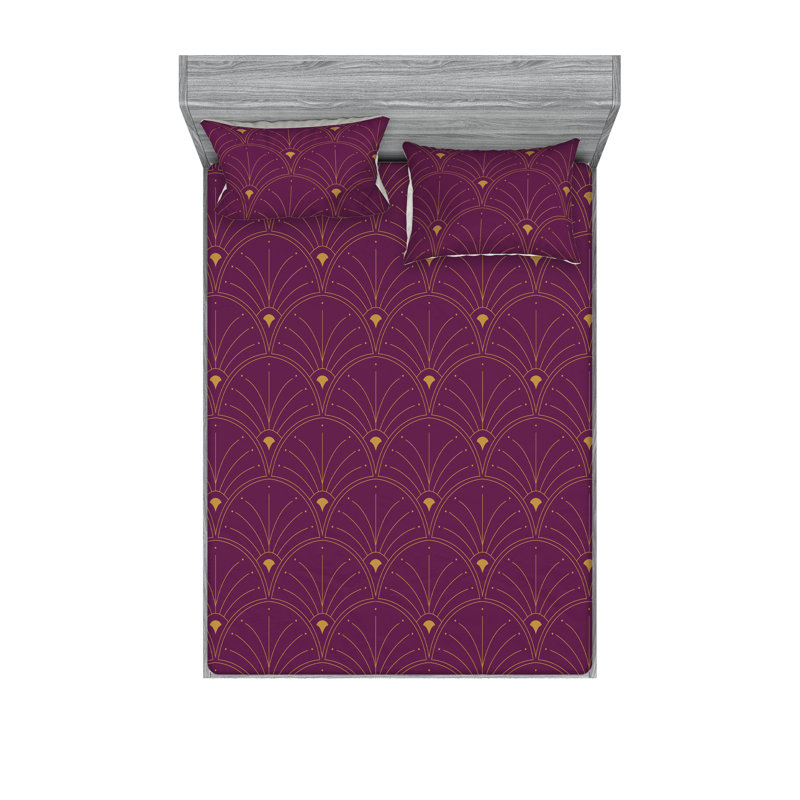 Microfiber Floral Sheet Set, King Sheet Set + 2 Pillowcases, Plum/Sand Brown