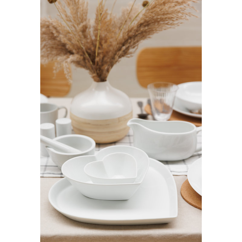 Mikasa Chalk Heart Porcelain Serving Platter, 30cm, White