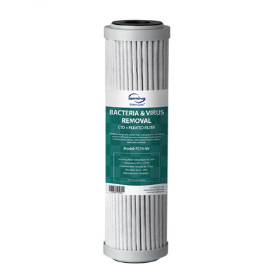 Filtre à eau de remplacement iSpring FC15-CV, CTO + cartouche de filtre à eau plissée pour US31-CV et CW31-CV, élimine les bactéries et les virus, jusqu'à 12 mois