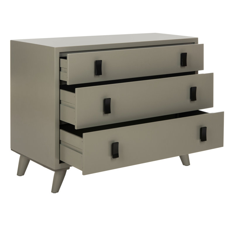 Damanpreet 35.4'' W 3 - Drawer Dresser, Dark Gray
