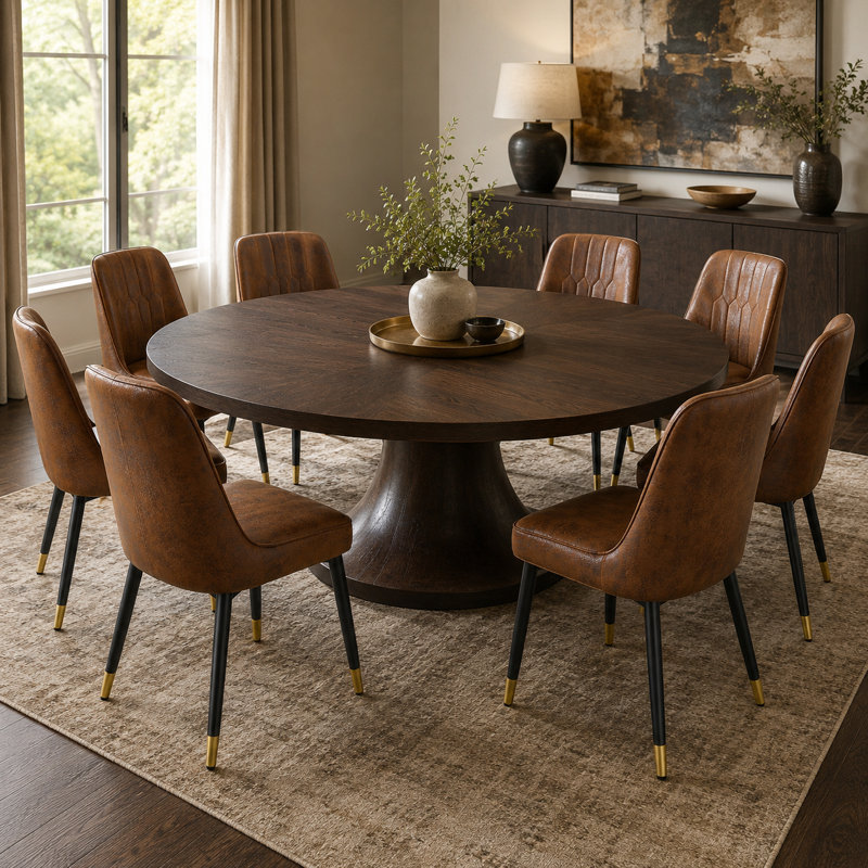 Faux Leather Upholstered Solid Back Side Chair, Brown