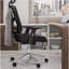 Fauteuil de bureau à dossier haut en maille avec accoudoirs, soutien lombaire et base chromée Mobili, noir