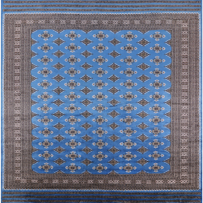 Tapis oriental bleu / gris Melinda, Carré 5 pi