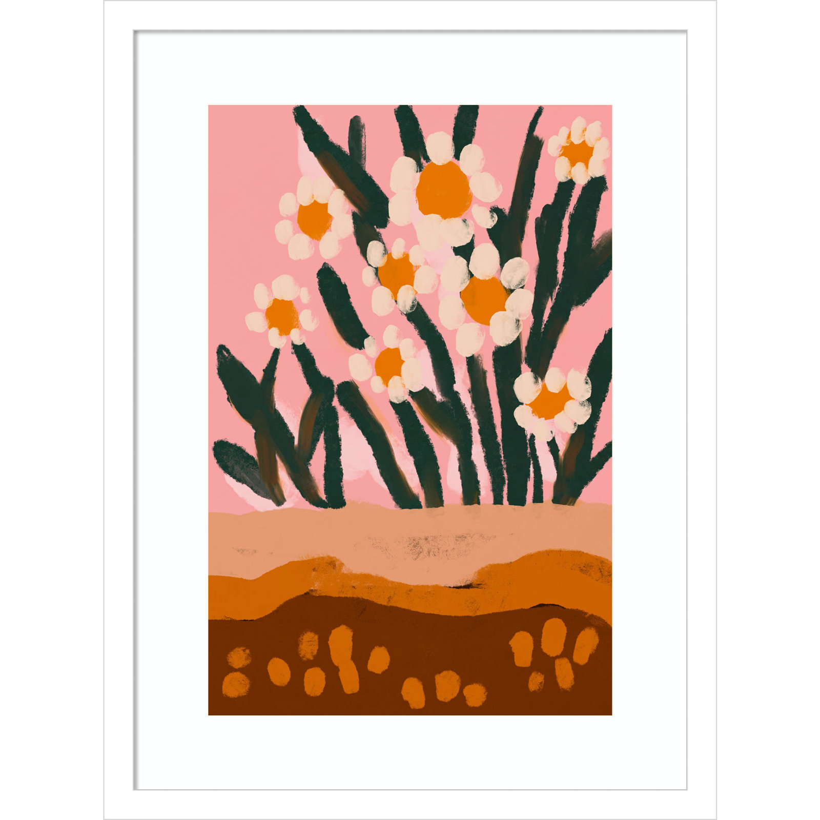 Pastel Flower Impression No 3, White, 21" H x 16" W