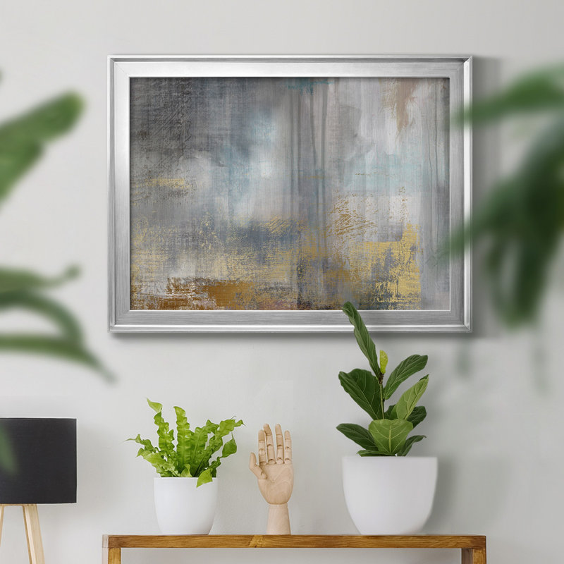 «Misty Sky II», peinture sur toile encadrée, H 30,5 po x l 42,5 po x P 1,5 po, Argent