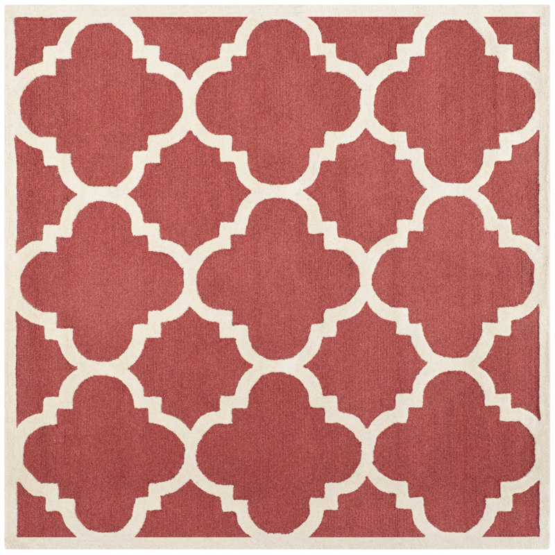Cannen Hand Tufted Wool Geometric Rug, Square 8'