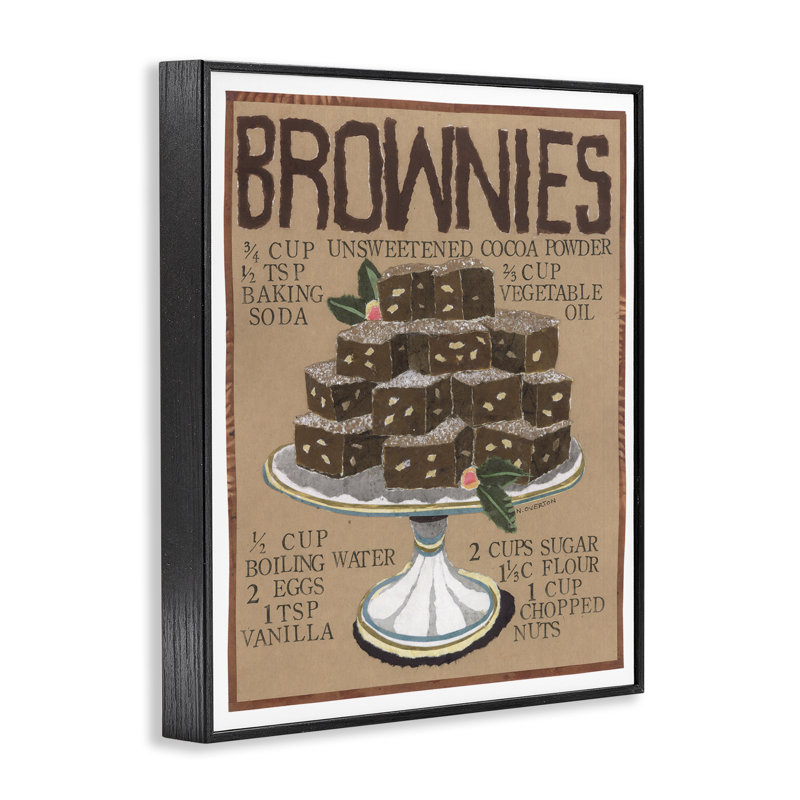 Recette de Brownie par Nancy Overton, Giclée encadrée noir minuit, H 14 po x l 11 po
