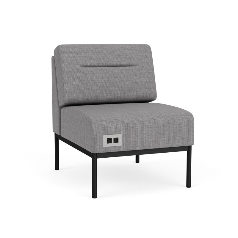 Chaise d'invité sans accoudoirs Darsey, Avec alimentation, Noir, Gris chambray