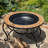 32.6"D. Round Mosaic Tile Metal Fire Pit "Shenandoah"