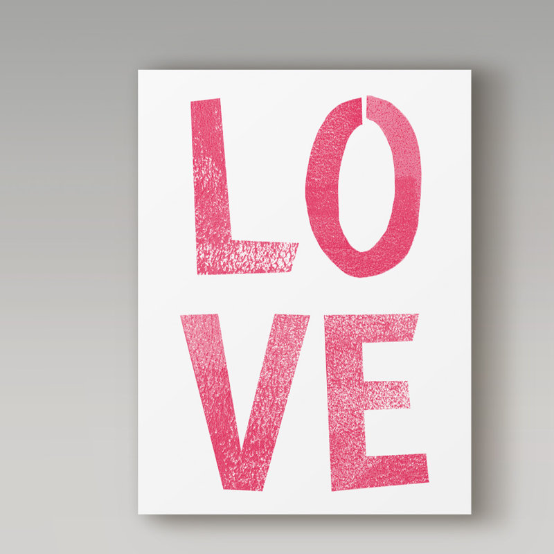 « love rose », art textuel sur toile tendue, H 19 po x l 14 po x P 2 po