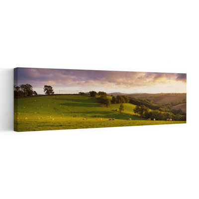 High Angle View Of Sheep Grazing In A Field, Bickleigh, Mid Devon, Devon, England Abstract Contemporary Landscape Nature Wall Art
