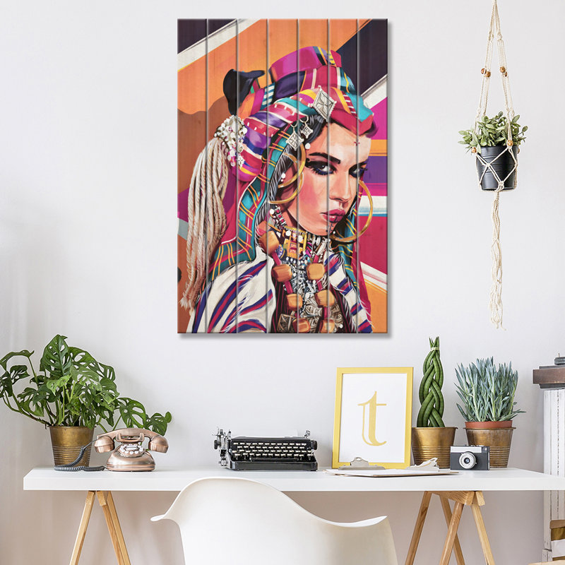« maroc », impression sur toile, H 40 po x l 26 po x P 1,5 po, Pas de tapis, Bois