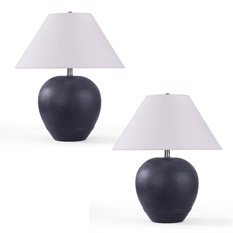 Ceramic Table Lamp, 54cm H x 46cm W x 46cm D, Matte Black