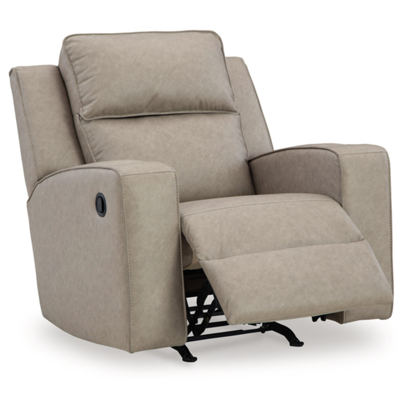 Stockley Faux Leather Recliner, Beige Faux Leather