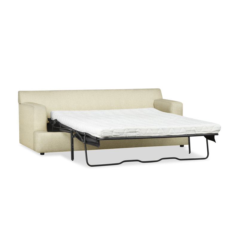 Cleo 84" Upholstered Custom Sleeper Sofa, Davis Pearl Performance Bouclé