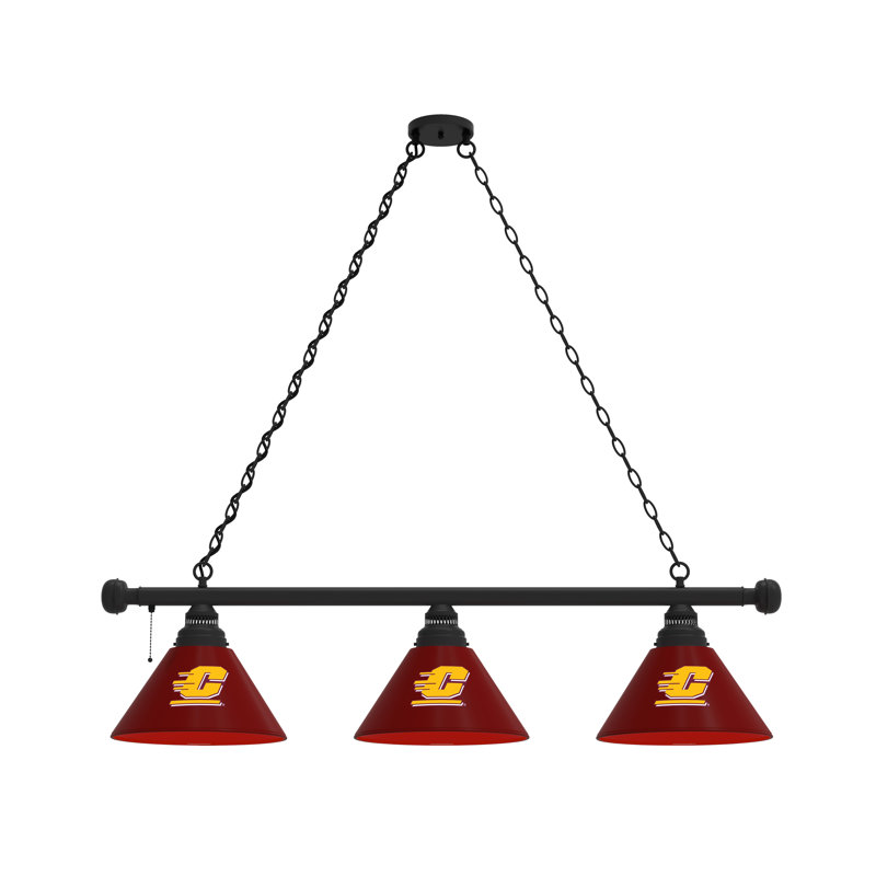 3 - Light Pool Table Lights Pendant, Black, Central Michigan Chippewas