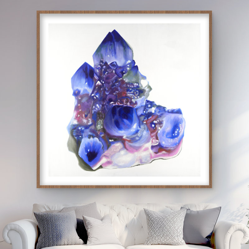 Bleu et cristal de quartz mauve | Impression encadrée avec passe-partout