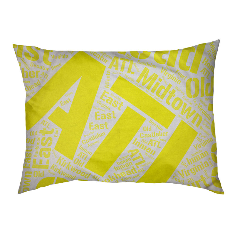 Coussin de chien « districts », Très grand (H 17 po x l 50 po x P 40 po), Atlanta, Jaune