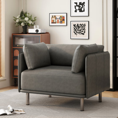 Chaise 39 po en similicuir rétro avec support lombaire, base en bois massif et acier, chaise en similicuir, fabrication, pour la vie, chambre à coucher, bureau