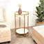 Table d'appoint en marbre blanc avec cadre doré à 2 niveaux | 16 x 16 x 24 po