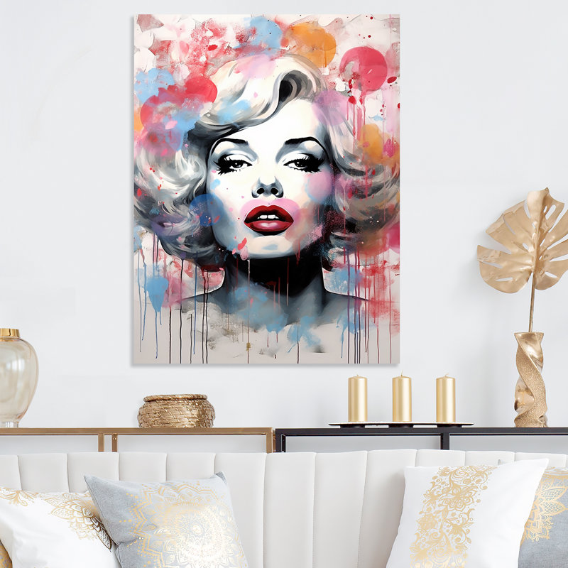Pop Art, portrait de Marilyn Manroe rose - Pop Art, art mural en métal, H 40 po x l 30 po x P 1,5 po