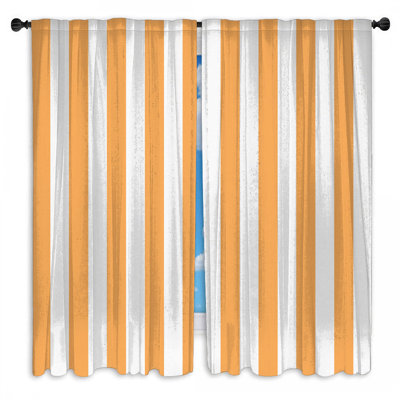 Orange Vertical Stripes Window Curtains Stripes Sheer & Room Darkening - 2 Panels