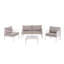 Ensemble de conversation pour patio 5 pièces, ensemble de mobilier modulaire d'extérieur moderne avec table basse carrée, coussin épais et imperméable pour porche, balcon, blanc et gris clair