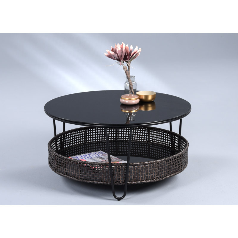 Fiorello Coffee Table with Storage, Black Top/Black Base