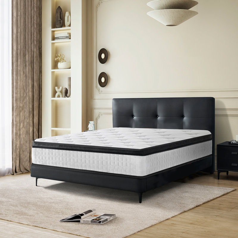 Matelas hybride en mousse à mémoire de forme de 12 po avec support de bord et ressorts ensachés Cybulski, Lit double