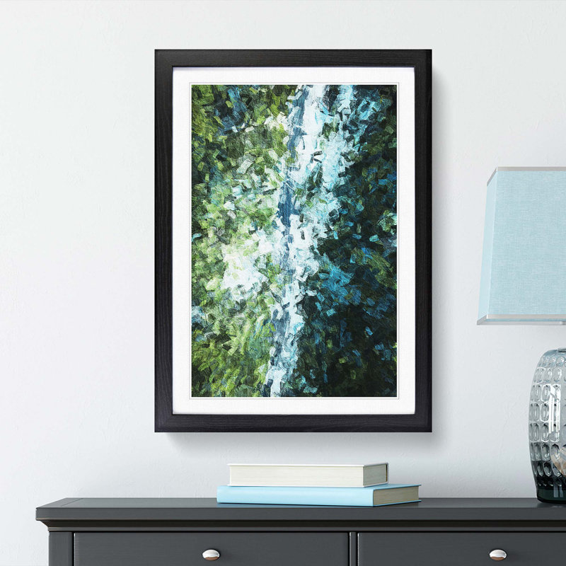 Forest Road in Abstract - Picture Frame Painting Print, Black Framed, 48cm H x 36cm W x 2cm D