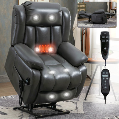Fauteuil inclinable électrique à deux moteurs avec réglage à 8 points et chauffage lombaire avec position infinie et double moteur
