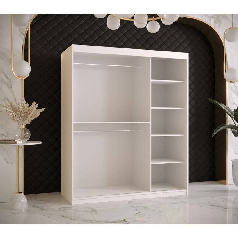 Artimizia 2 Door Manufactured Wood Wardrobe, White, 200cm H x 150cm W x 62cm D