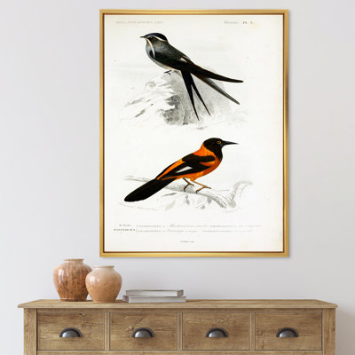 Oiseau rétro II - peinture sur toile