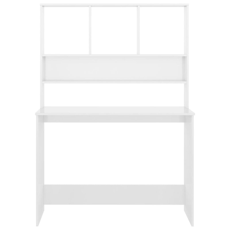 Charlsea Desk Computer Desk Home Office Desk with Bookshelves Engineered Wood, High Gloss White