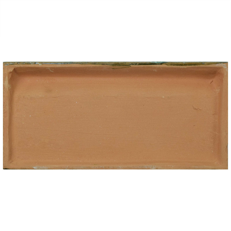 Carreau de faïence en céramique brillante 5,1 po x 2,6 po Novecento Cenefa Evoli, Blanc / aqua