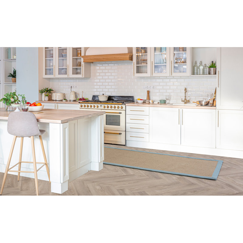 Keighley Sisal Beige/Aqua Blue Rug, Runner 68 x 240cm