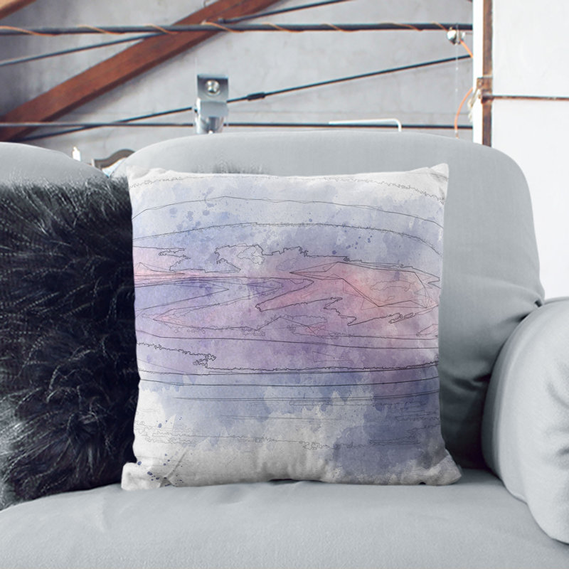 Light Clouds Sketch Cushion with Filling, 40cm H x 40cm W x 15cm D, White
